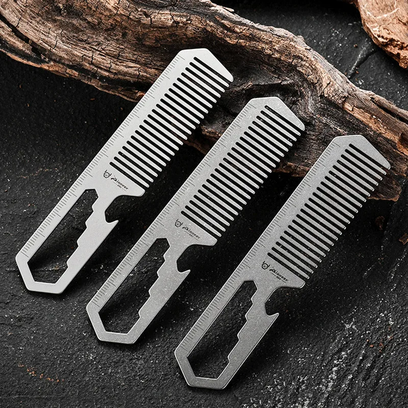 Comb Pocket Titanium - Многофункциональный карманный инструмент FEGVE: титановая антистатическая